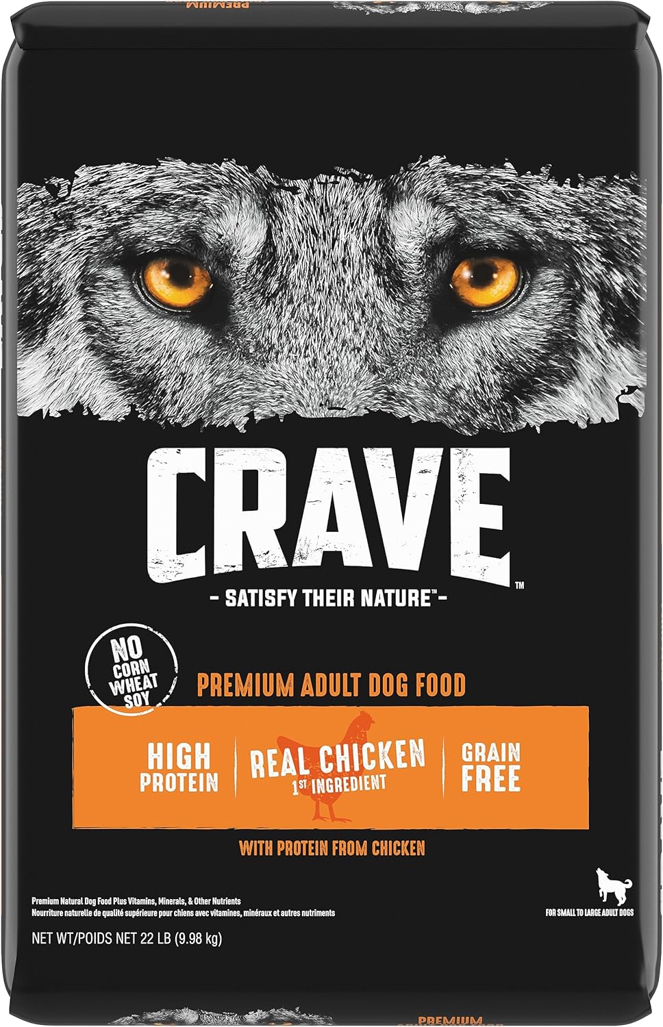 CRAVE Grain Free High Protein Adult Dry Dog Food, Chicken, 22 lb. Bag, brown