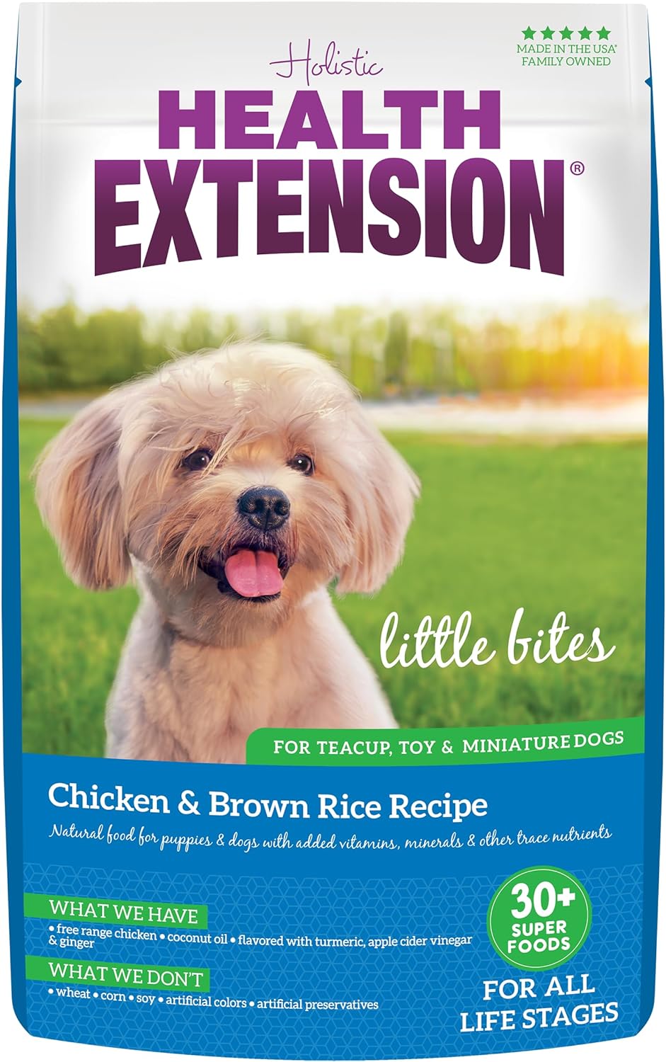 Health Extension Little Bites Chicken & Brown Rice Dry Dog Food (18 lb \/ 8.1 Kg) - Natural with Probiotics and Superfoods for Teacup, Toy & Small Breeds