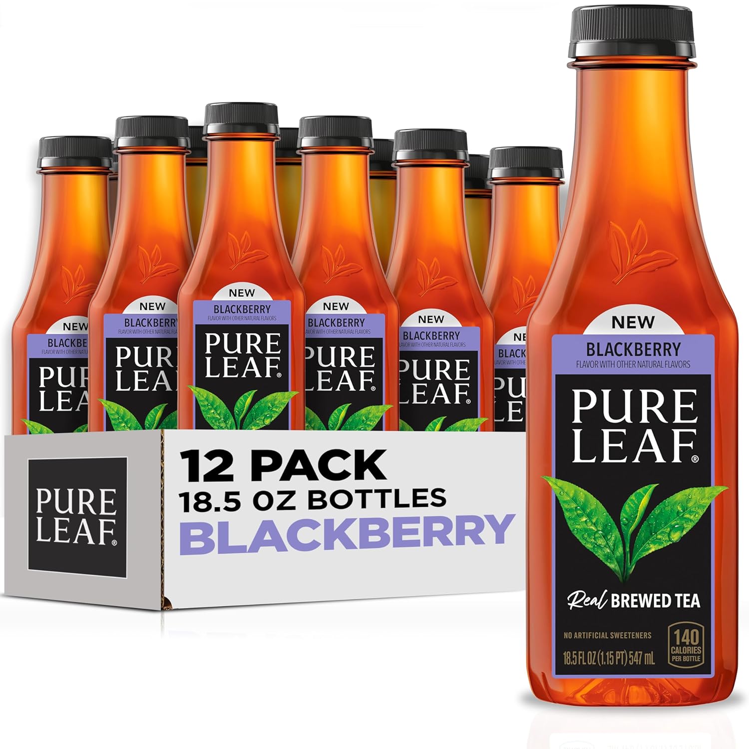 Pure Leaf Iced Tea, Blackberry, 18.5 Fl Oz Bottles (Pack of 12)