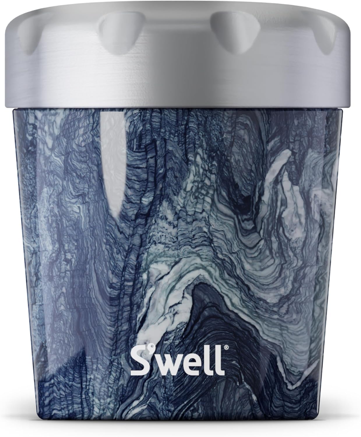 S'well Stainless Steel Ice Cream Chiller, 16oz, Azurite Marble, Triple Layered Vacuum Insulated Container Keeps Ice Cream Frozen For Up To Four Hours, BPA Free