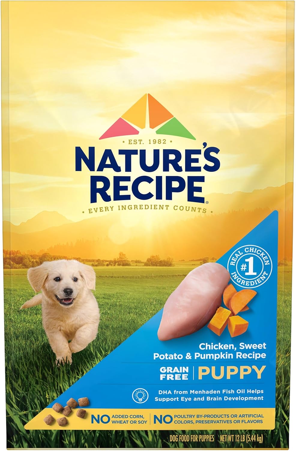 Nature\u2032s Recipe Grain Free Puppy Chicken, Sweet Potato & Pumpkin Recipe Dry Dog Food, 12 lb. Bag