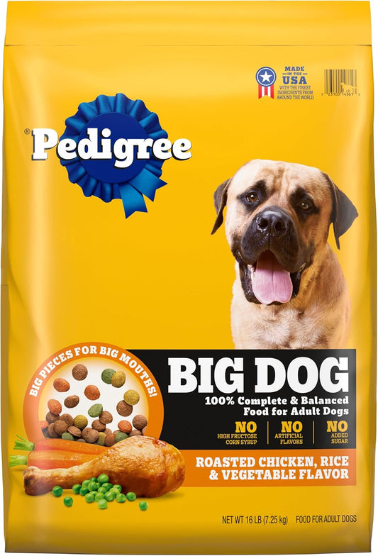 Pedigree Complete Nutrition Big Dog Dry Dog Food, Roasted Chicken, Rice and Vegetable Flavor, 16 lb. Bag