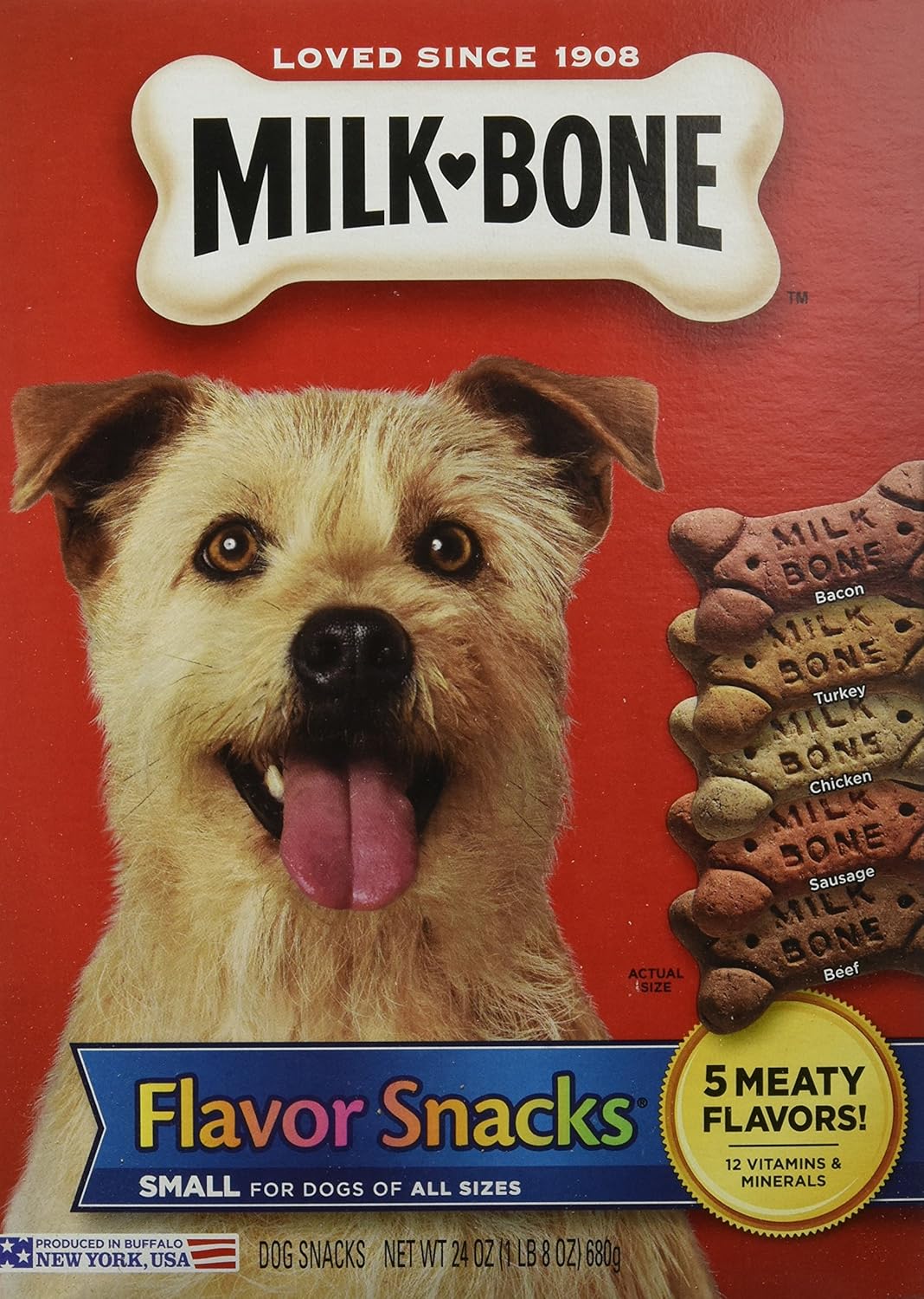 799067 12-Pack Milkbone Flavor Snacks Small/Medium For Pets, 24-Ounce