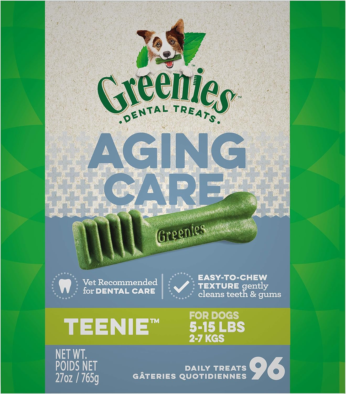 Greenies Aging Care TEENIE Natural Dental Care Dog Treats, 27 oz. Pack (96 Treats)