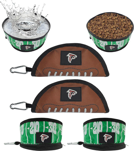 NFL Atlanta Falcons Pets First Collapsible Dog Travel Bowl Set, 2 Pack Food and Water Bowls for Dogs, Best Portable & Lightweight Leak-Proof Dog Bowls for Travel