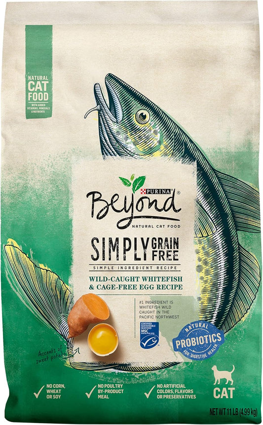 Purina Beyond Natural Grain Free Dry Cat Food Whitefish and Egg Recipe With Added Vitamins, Minerals and Nutrients - 11 lb. Bag