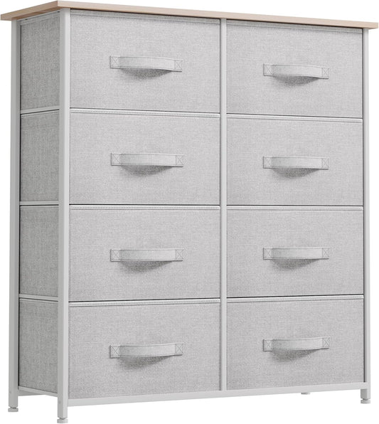 YITAHOME 8 Drawers Dresser - Fabric Storage Tower, Organizer Unit for Bedroom, Living Room & Closets - Sturdy Steel Frame, Easy Pull Fabric Bins & Wooden Top