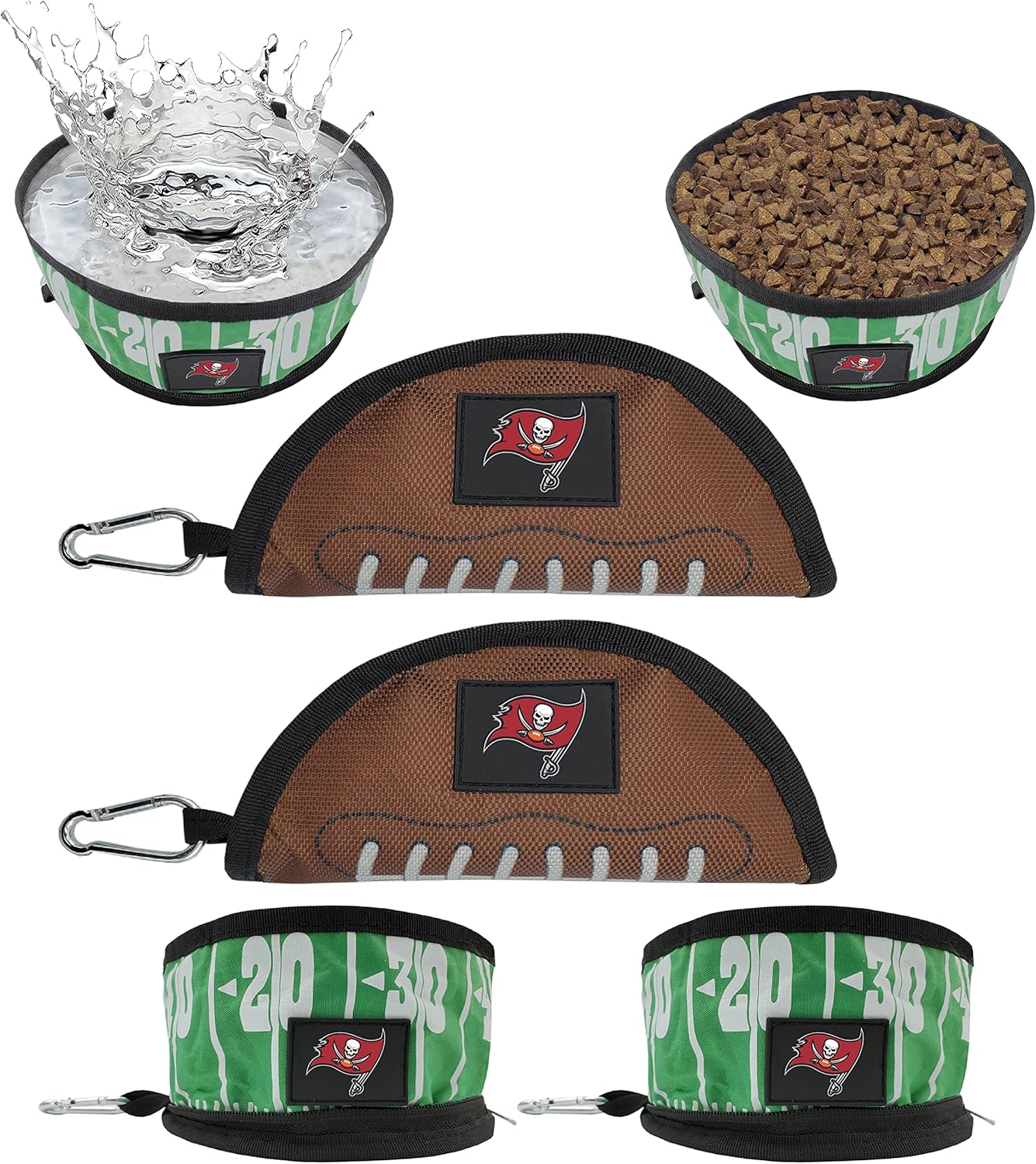 NFL Tampa Bay Buccaneers Pets First Collapsible Dog Travel Bowl Set, 2 Pack Food and Water Bowls for Dogs, Best Portable & Lightweight Leak-Proof Dog Bowls for Travel