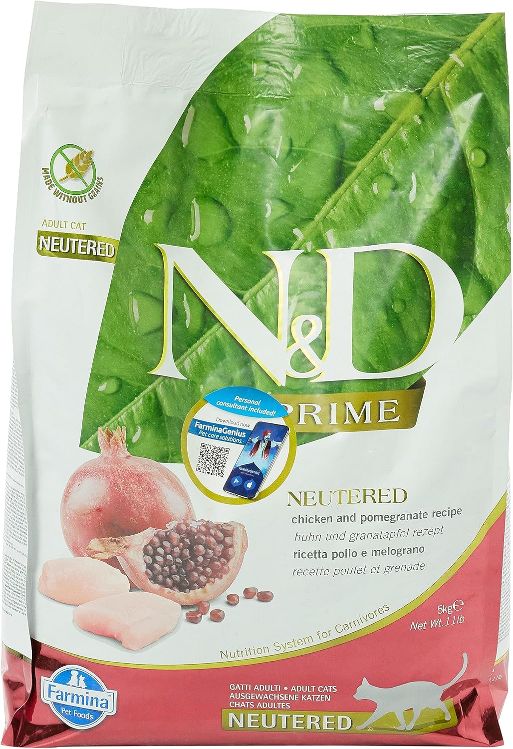 Farmina N&D GF Chicken and Pomegranate Neutured Cat - 11 LB Bag