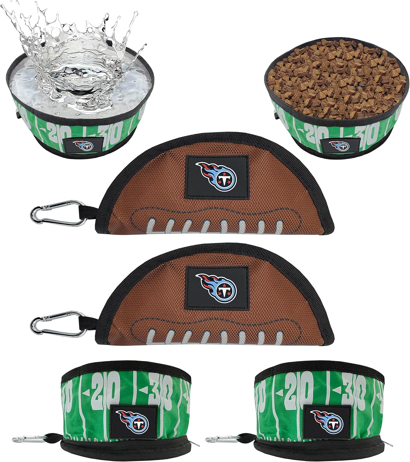 NFL Tennessee Titans Pets First Collapsible Dog Travel Bowl Set, 2 Pack Food and Water Bowls for Dogs, Best Portable & Lightweight Leak-Proof Dog Bowls for Travel