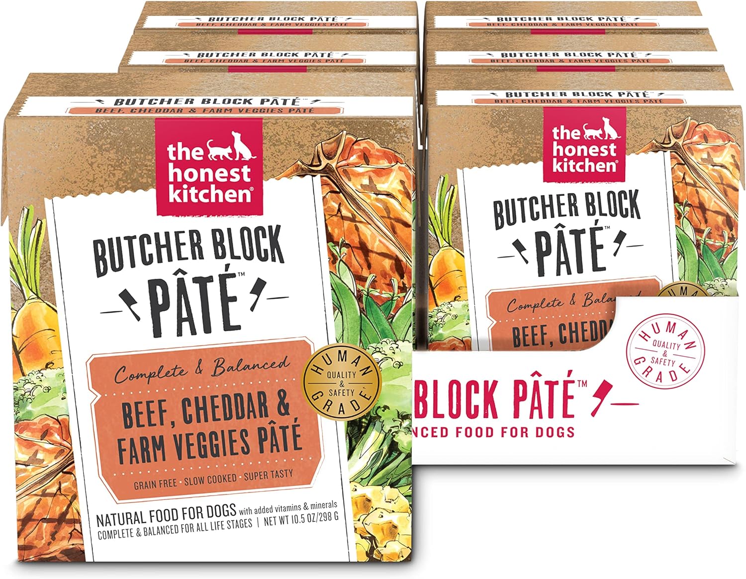 The Honest Kitchen Butcher Block Pâté: Beef, Cheddar & Farm Veggies Wet Dog Food, 10.5 oz (Pack of 6)