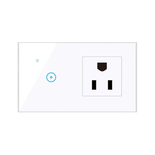 95-250V Wi-Fi Smart Wall Outlet with 1 Gang Touch Light Switch Smart Life APP Remote