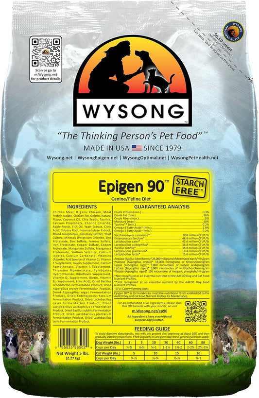 Wysong Epigen 90 Starch Free Canine Feline Dry Formula Dog Cat Food (WDCFE905), Chicken, 5pounds