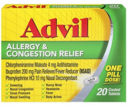 Advil Allergy & Congestion Relief Tablets 20 Tablets (Pack of 6)