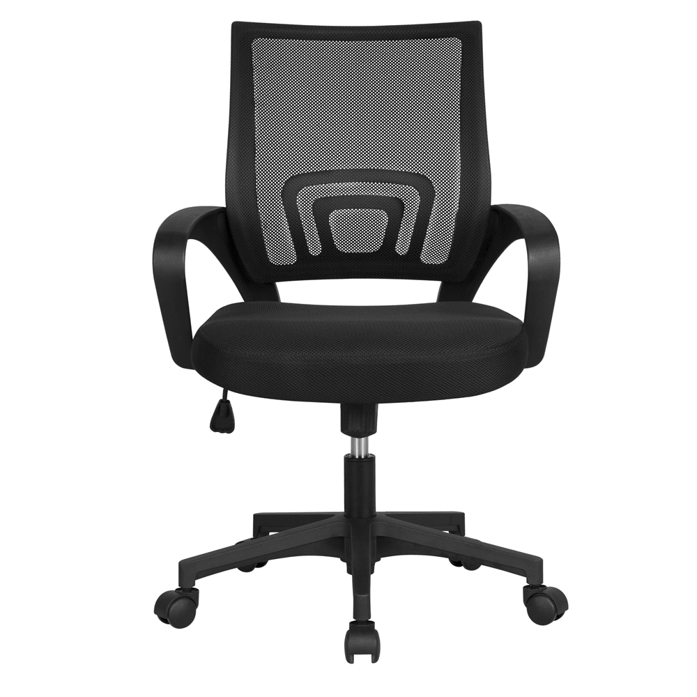 Alden Design Adjustable Mid Back Mesh Swivel Office Chair with Armrests, Black