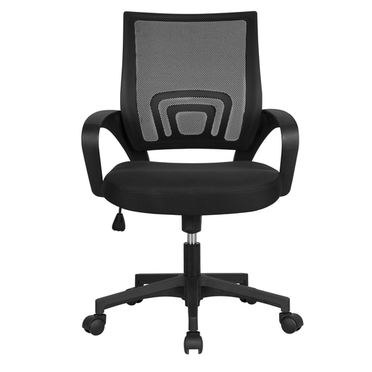 Alden Design Adjustable Mid Back Mesh Swivel Office Chair with Armrests, Black