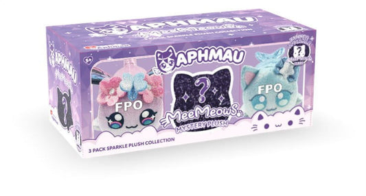 Aphmau 6” MeeMeow Plush Sparkle Collection 3-Pack, Surprise Box that includes 2 Sparkle Plush + 1 Mystery Plush, Official Aphmau Merch