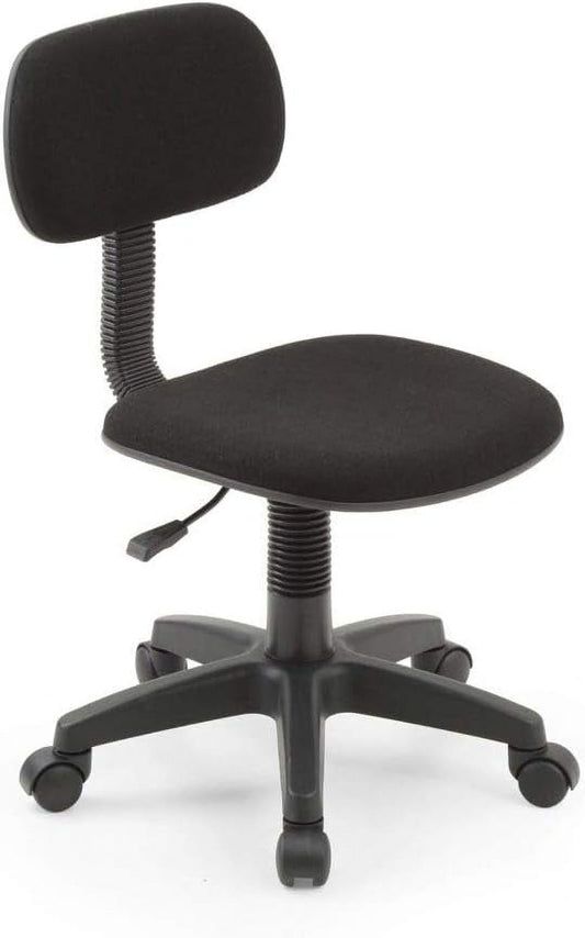 Armless Adjustable Black Office Task Chair with Swivel Casters and Back Support