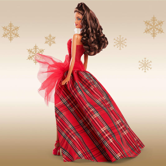 Barbie 2024 Holiday Barbie Dolls, Seasonal Collector Gift, Barbie Signature, Plaid Gown with Red Bow