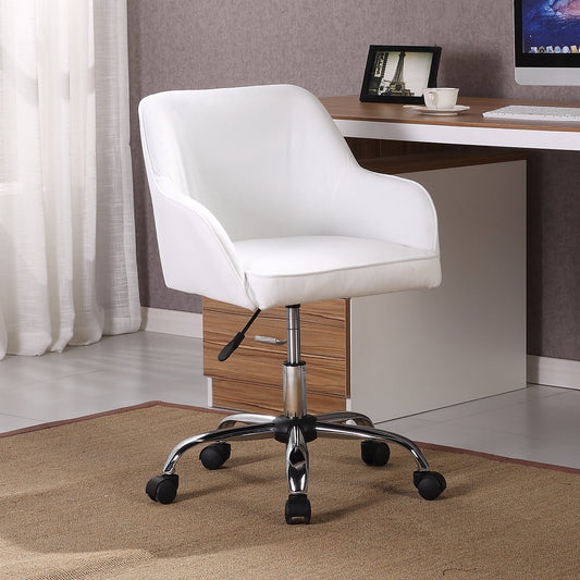 BELLEZE Modern Home Office Velvet Computer Desk Chair - Nora (White)