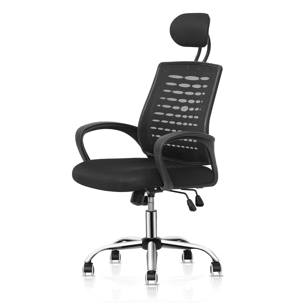 BEZT Office Mesh Chair w/Adjustable Headrest,Ergonomic Computer Chair w/Swivel,Black