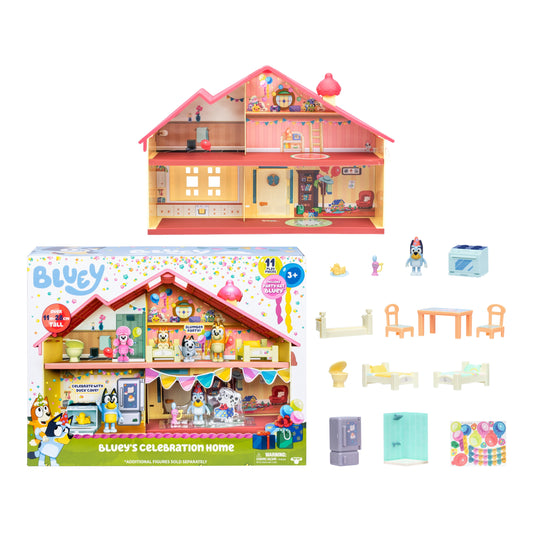 Bluey's Celebration Home, Celebrate Bluey's Birthday with 11 Play Pieces and Accessories, , Ages 3+