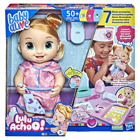 Baby Alive Lulu Achoo Doll, Bonus Pack, Interactive Doctor Play Toy, Blonde Hair