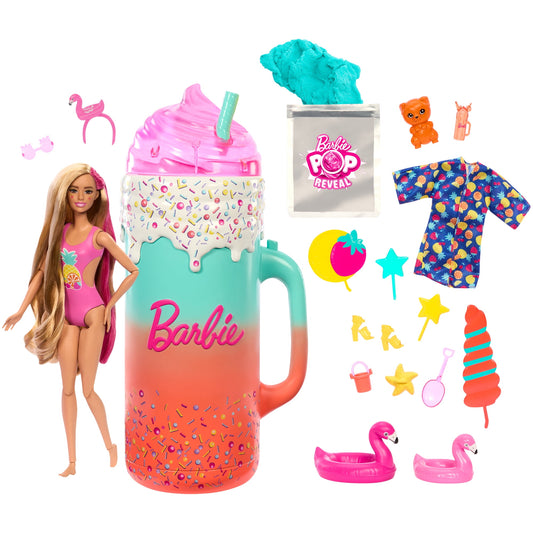 Barbie Pop Reveal Rise & Surprise Gift Set with Scented Doll, Squishy Scented Pet & More