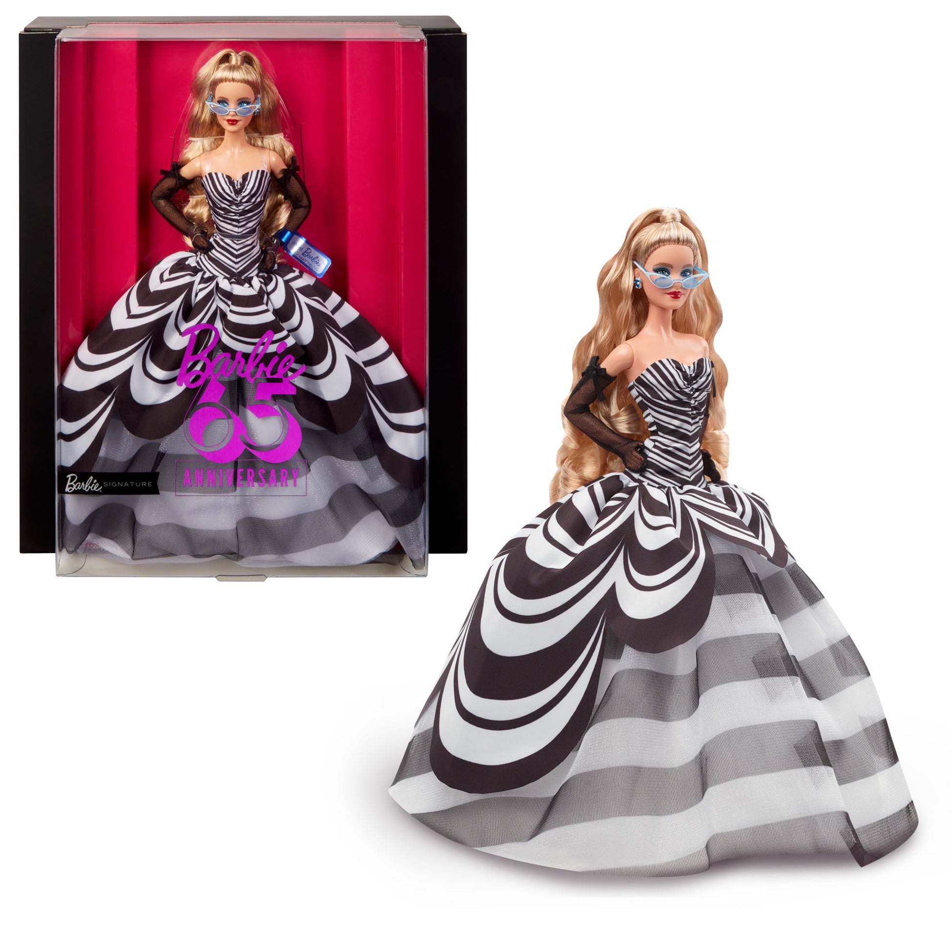 Barbie Signature 65th Anniversary Collectible Doll with Blonde Hair and Black and White Gown