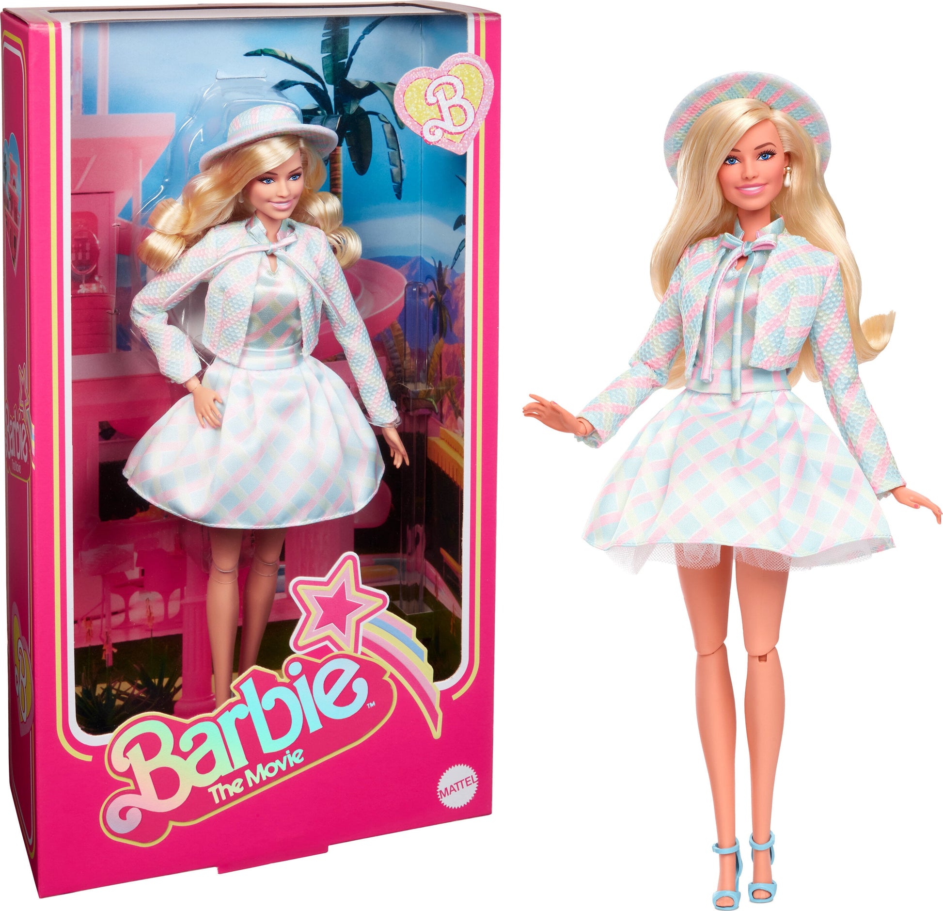 Barbie The Movie Collectible Doll, Margot Robbie as Barbie in Plaid Matching Set