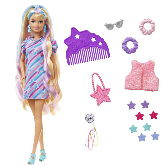 Barbie Totally Hair Fashion Doll with Star Theme, Extra-Long Hair & 15 Styling Accessories (Assembled Product Height: 12 in)