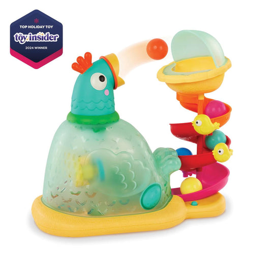 Battat Pop-A-Doodle-Doo Chicken Ball Popper with Music Lights 16.5 in, Baby and Toddler Toys