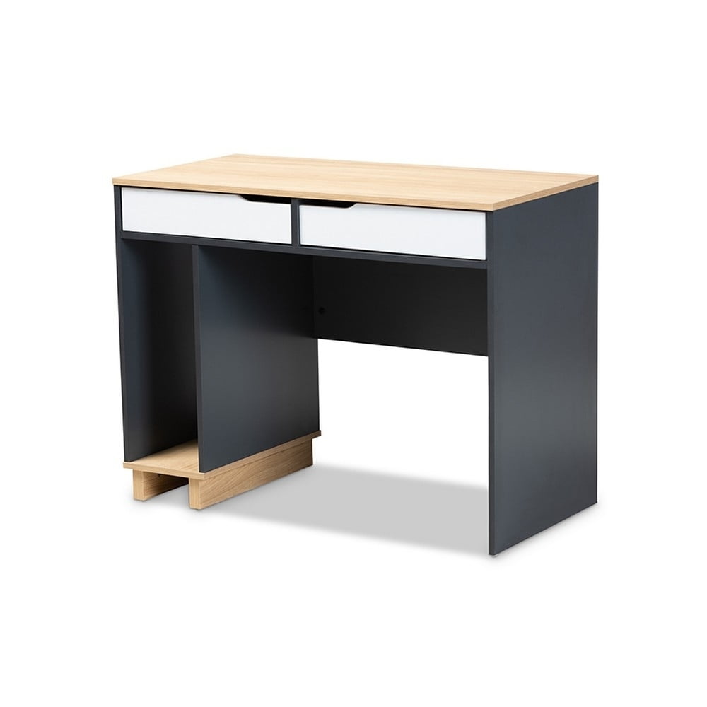 Baxton Studio Reed 2-Drawer Multicolor Wood Computer Desk