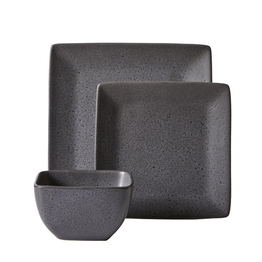 Better Homes & Gardens Anderson Grey Square-Shaped Stoneware 12-Piece Dinnerware Set