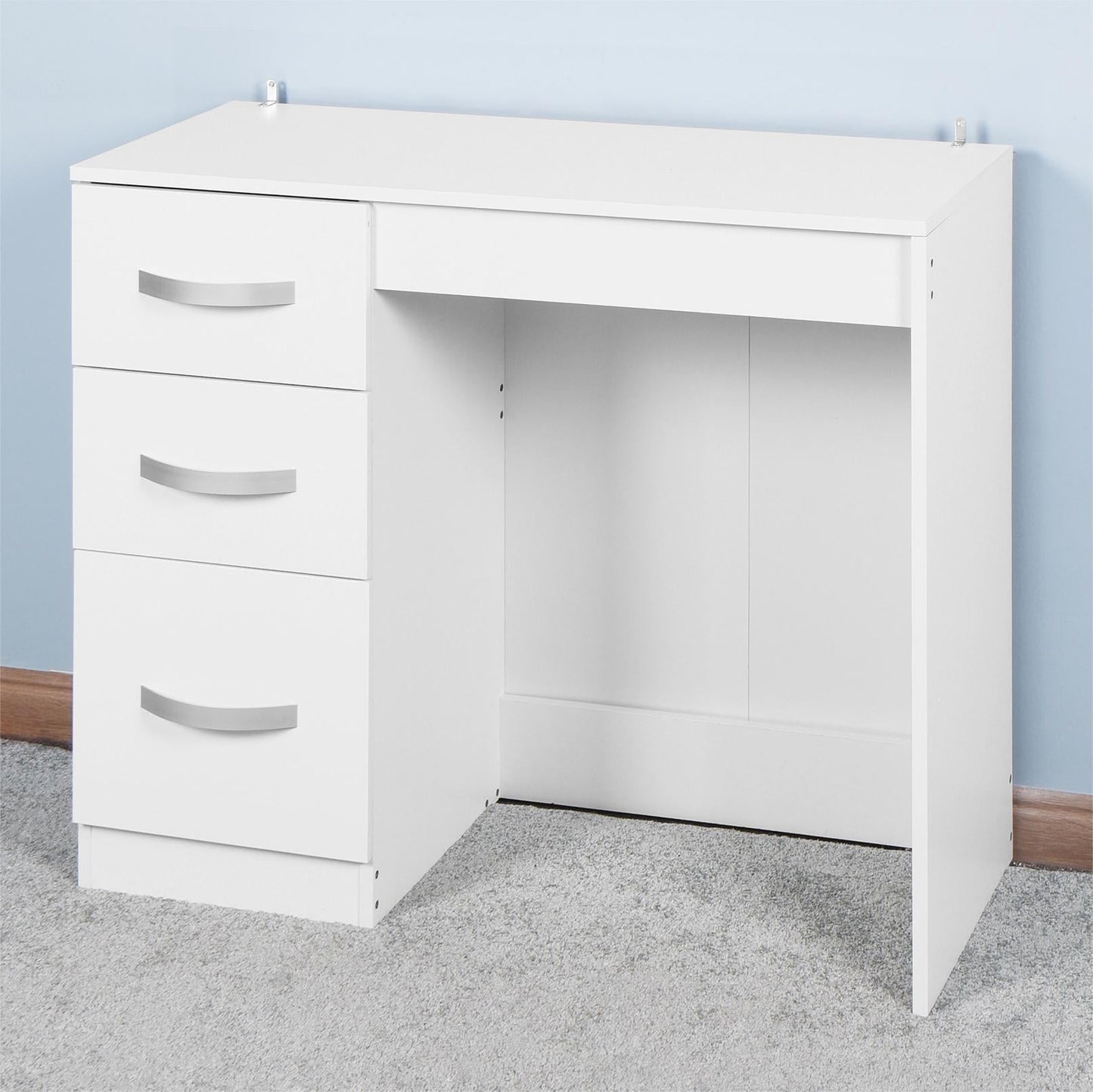 Bianlte White Desk with 3 Drawers,Wooden Vanity Table,Computer Desk,Home Office Desk Study Desk Writing Desk for Small Spaces