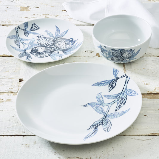 Blue Pomegranate Collection 12-Piece Porcelain Dinnerware Set, Walmart Exclusive