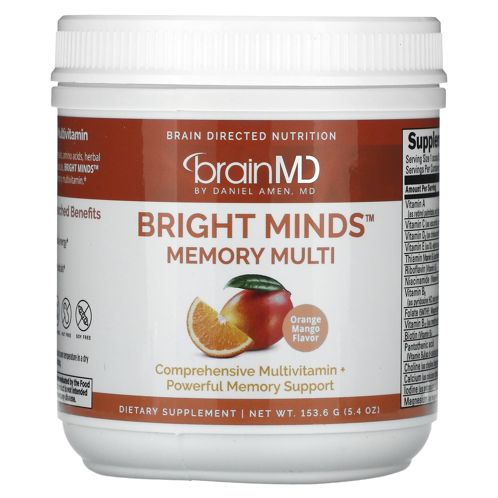 BrainMD Bright Minds Memory Multi, Orange Mango, 5.4 oz (153.6 g)