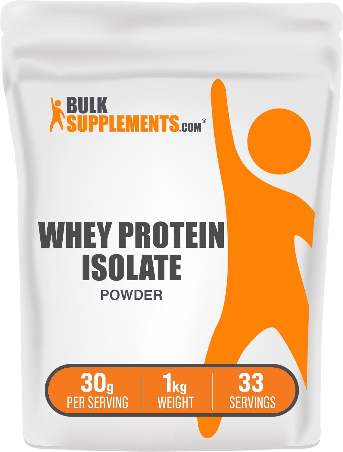 BulkSupplements Whey Protein Isolate Powder - 90%, Unflavored, 30g Per Serving - 1 Kilogram (2.2 lbs) - 33 Servings