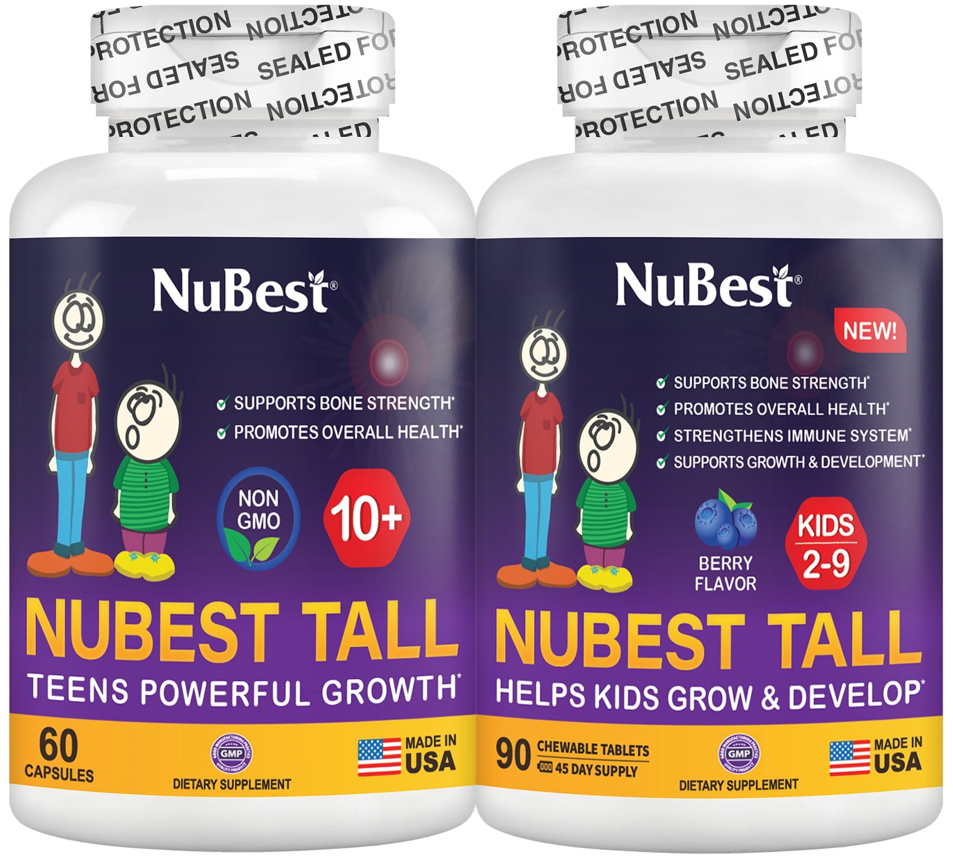 Bundle: NuBest Tall 10+ for Age 10+ and Teens & NuBest Tall Kidz 90 Chewable Tablets for Ages 2 to 9