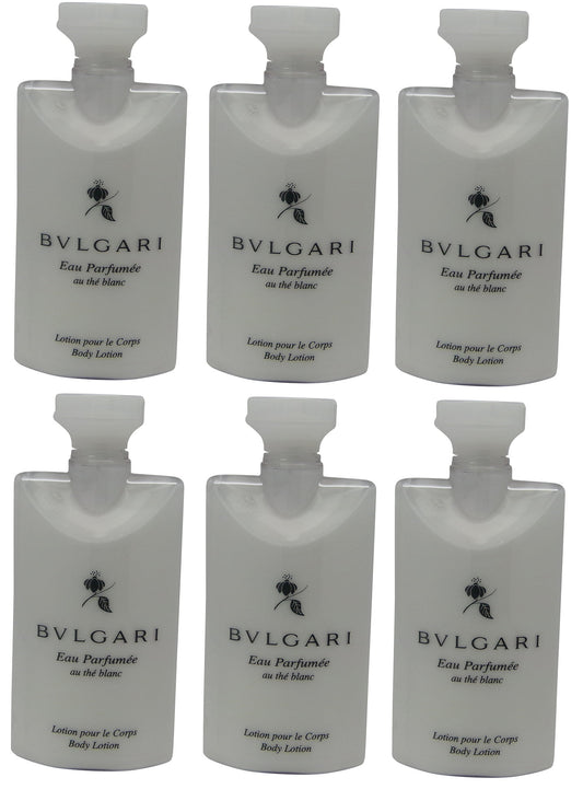 Bvlgari White Tea au the blanc Body Lotion Set of 6 ea 2.5oz Bottles.