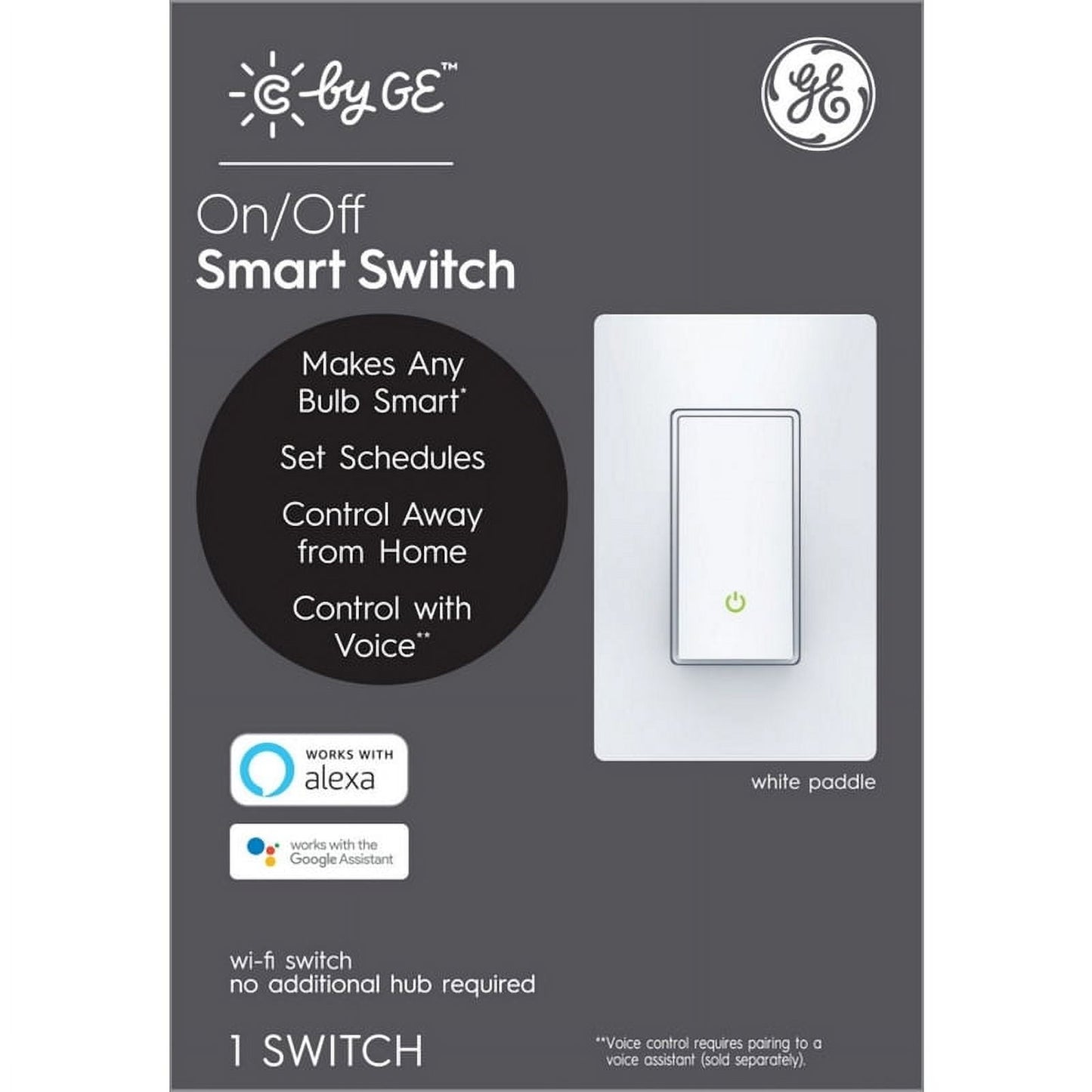 C by GE  Single Pole or 3-way  Smart  Paddle Switch  White  1 pk