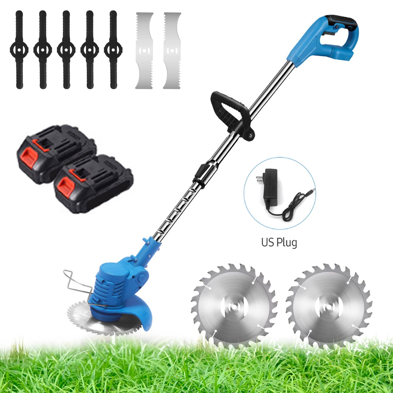 CACAGOO Electric Weed Eater Wacker, Cordless Electric Grass Trimmer, Grass String Trimmer, Weed Lawn Edger Eater for Garden and Yard