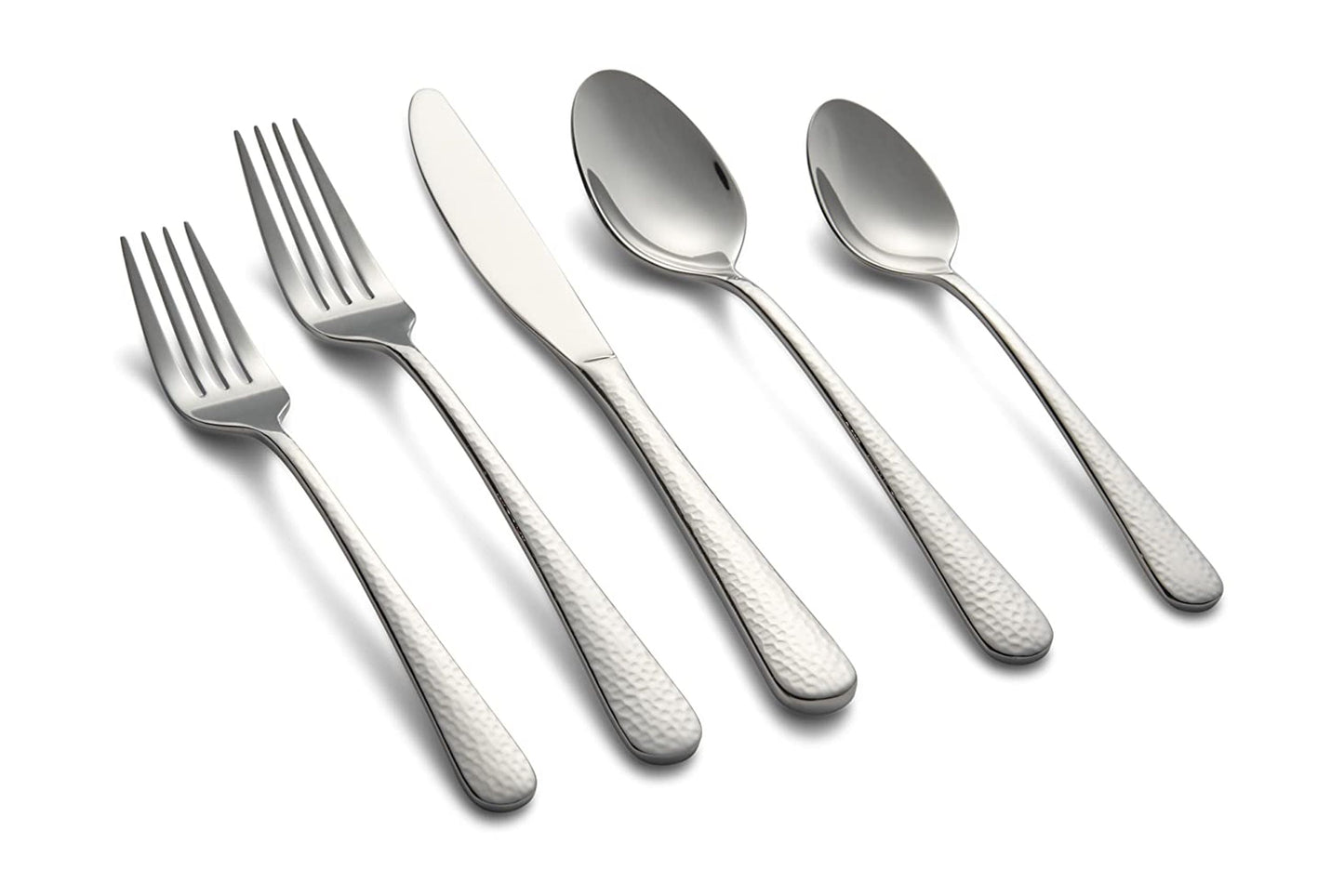 Cambridge Silversmiths Keene Hammered Mirror 20 Piece Flatware Set, Service for Four, silver