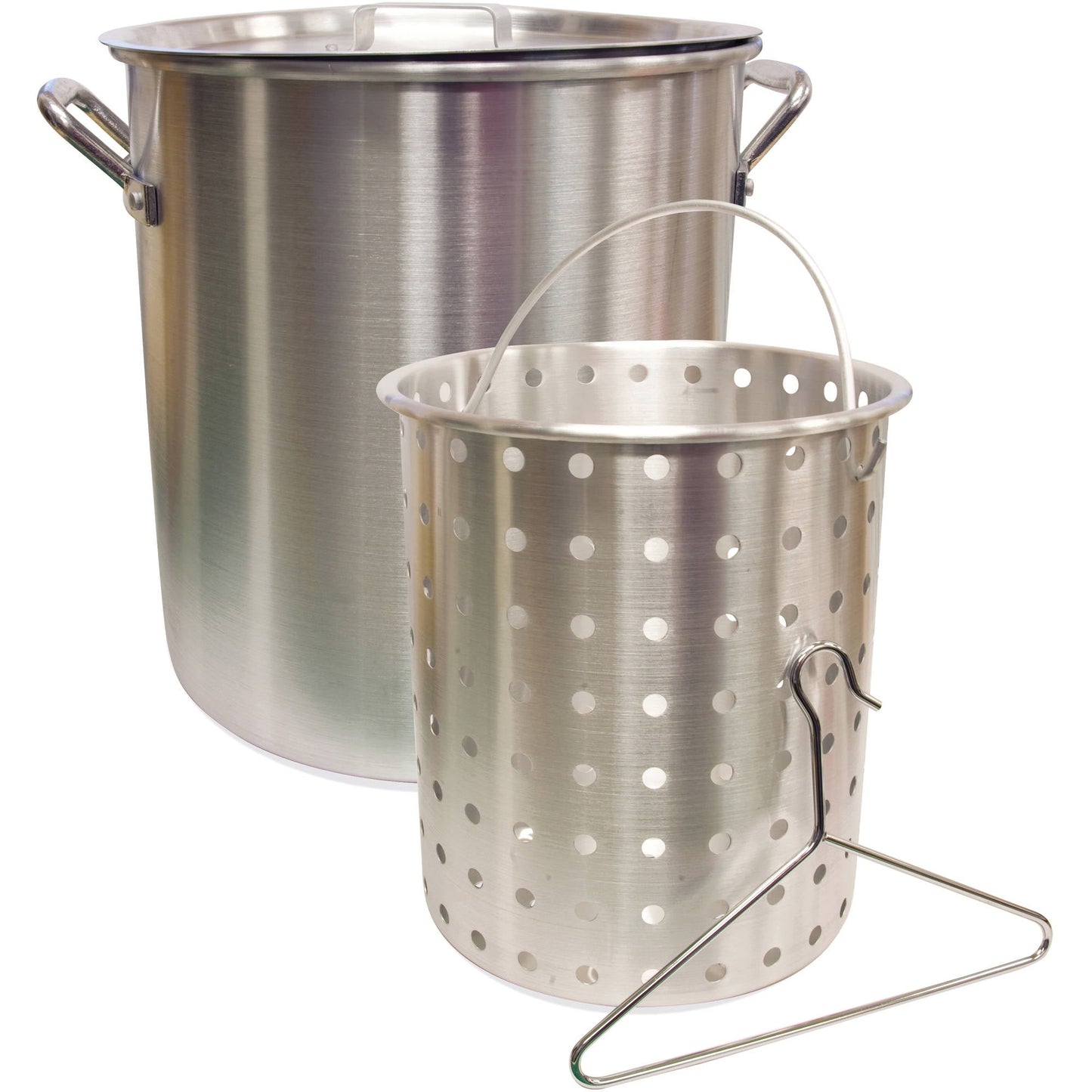 Camp Chef 3 Piece 24 Qt Aluminum Fry and Steam Pot Set, with Pot, Basket, and Basket Removal Hook, DP24