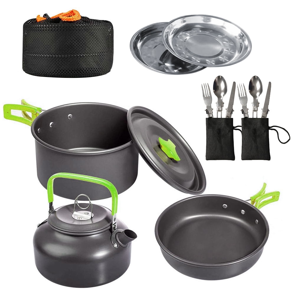 Camping Cooking Set Camping Cookware Set 16pcs Camping Pot pan Set Nesting Camp Cook Set Camping&Hiking Mini cookware Camping Backpacking Pans Set