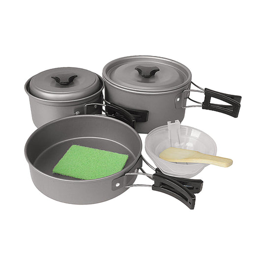 Camping Cookware Set Pot and Pan with Bowls Aluminum Alloy Camping Cooking Set Frying Pan for Camp Backpacking Hiking Outdoor