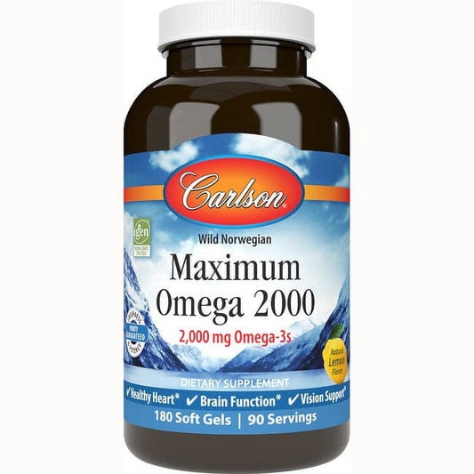 Carlson Wild Norwegian Maximum Omega 2000 - Lemon 2,000 mg 180 Sgels