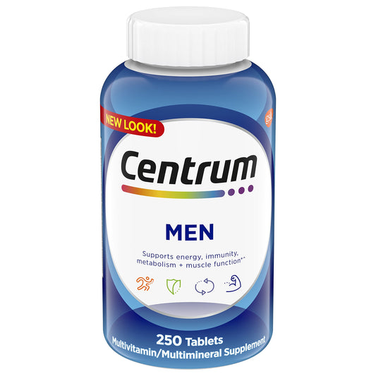 Centrum Multivitamin for Men, Multivitamin/Multimineral Supplement with Vitamin D3, B Vitamins and Antioxidants, Gluten Free, Non-GMO Ingredients - 250 Count