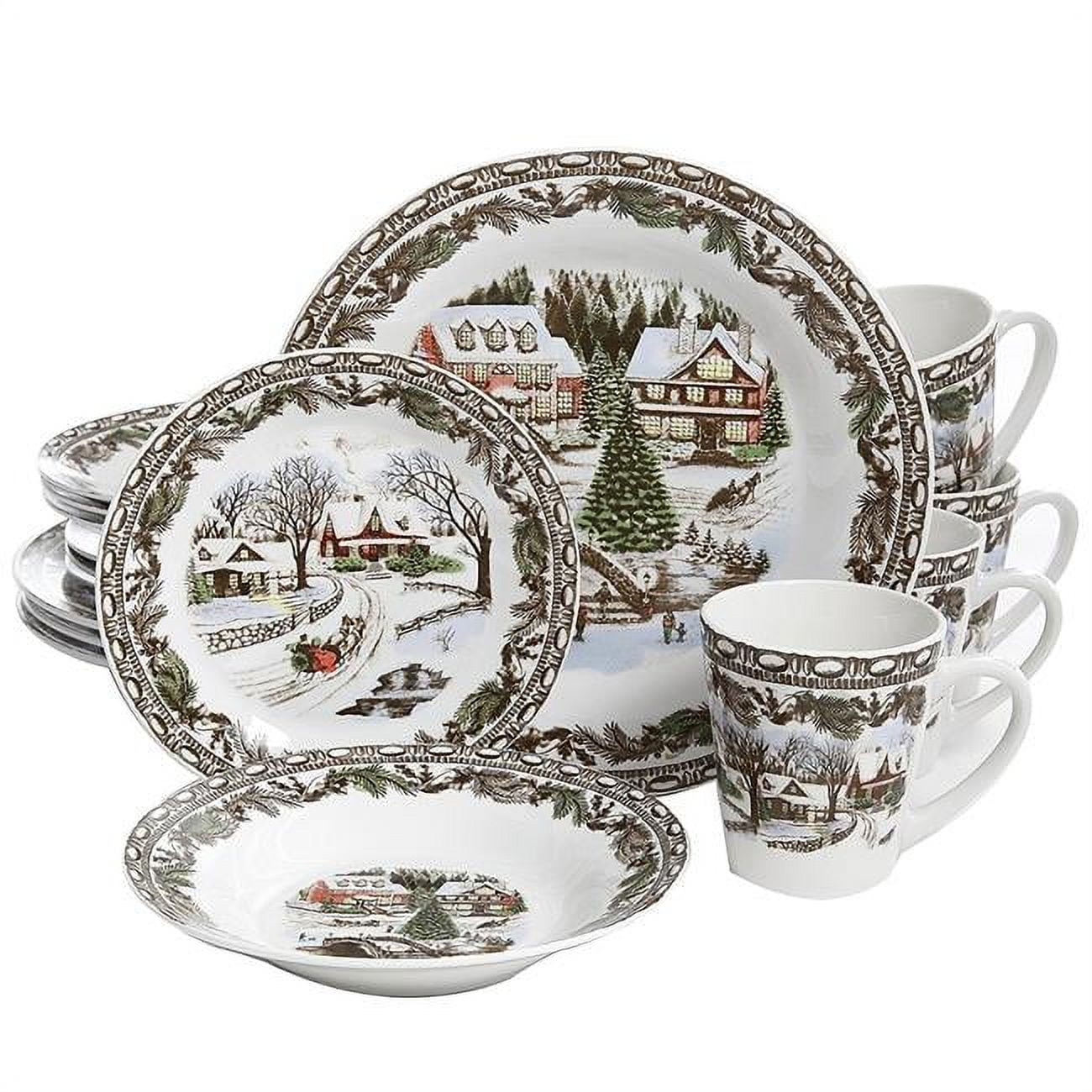 Christmas Toile Dinnerware Set - 16 Piece