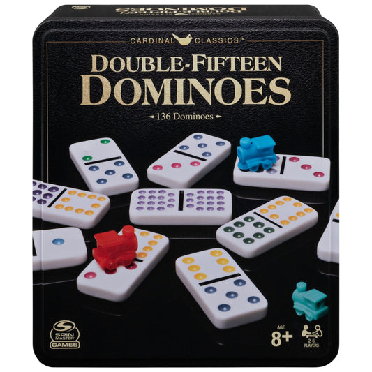 Spin Master Games, Classics Double Fifteen Dominoes Set in Storage Tin, for Ages 8+